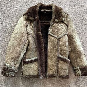 Vintage genuine sheepskin shearling coat
